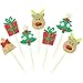 ALISSAR 28-Pack Christmas Cupcake Toppers Picks, Glitter Cake Toppers Home Party Decor Christmas Party Supplies Favors