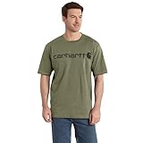 Carhartt Men's Loose Fit Heavyweight Short-Sleeve Logo Graphic T-Shirt, Dusty Olive