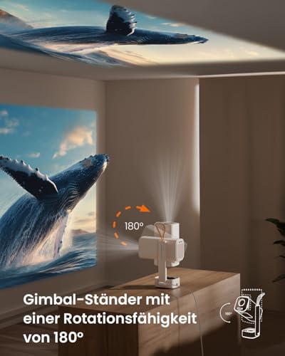 Mini Beamer【Dolby Audio & Turbo Sonic Bass】Yaber T1 Pro Smart Beamer Full HD 1080P mit HDR 10, WIFI6 und Bluetooth 5.4, Unterstützt 180° Drehung, Autofokus & Keystone, Tragbarer Projektor für Heimkino