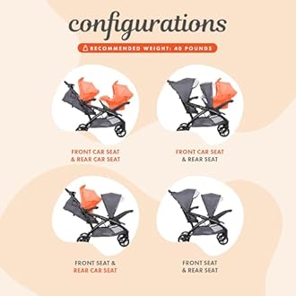 Baby Trend Sit N' Stand Tandem Double Stroller w/ 2 Pack EZ-Lift Plus Infant Car Seats, Magnolia
