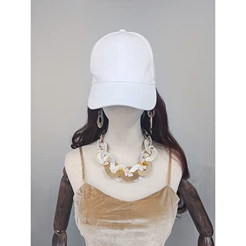 Coiris Statement Chunky Necklace Metal Punk Acrylic Cuban Link Chain Necklaces Bohemian Tortoise Shell Acrylic Resin Chain Link(N0090-Beige) #TOP4