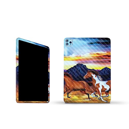 Image of MightySkins Carbon Fiber Skin Compatible with Apple iPad Pro 11 inch M2 4th Gen (2022) Full Wrap Kit - Wild Horses | Protective, Durable Textured Carbon Fiber Finish | Easy to Apply | Made in The USA