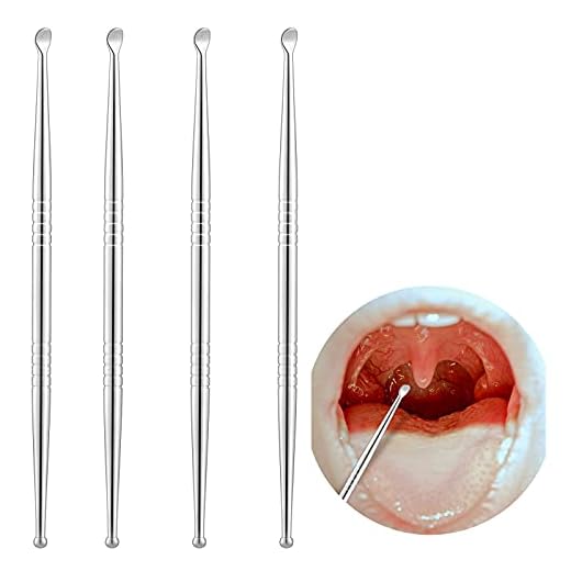 4 Pieces Stainless Steel Tonsil Stone Removal Tools Tonsillolith Tool Oral Cleaner to Get Rid of Bad Breath