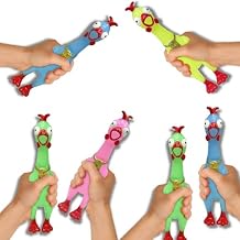 Squeeze Me Rubber Chicken Toy | Screaming Squeaky Chicken for Kids & Dogs | Novelty Prank Gag Gift 6 Pack Glow in The Dark