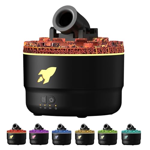 Ruiqas Cannon Difusor de Aceite Esencial Difusor Cool Mist Humidificador con 7 Luces de Color y Temporizador de Apagado Automático Sin Agua,200ml Negro