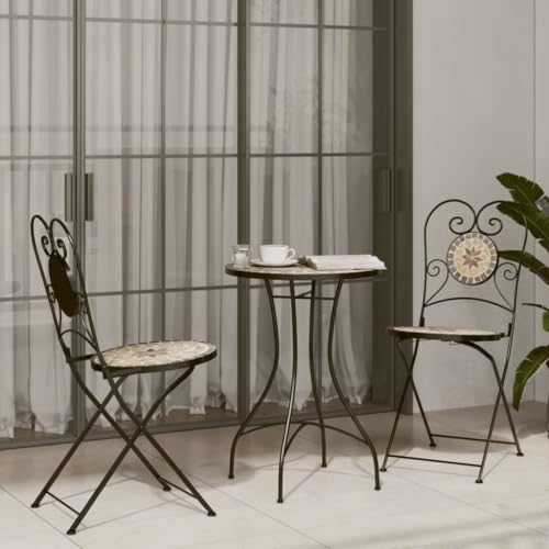 Table de patio en céramique imperméable et fer forgé durable - 3