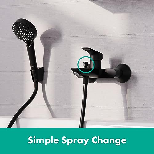 hansgrohe Logis - Badewannenarmatur Aufputz für 2 Verbraucher, Mischbatterie Badewanne mit Auslauf 19,4cm, , Mattschwarz