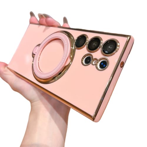 Couverture Samsung A52 étui rotatif magnétique rose protection arrière