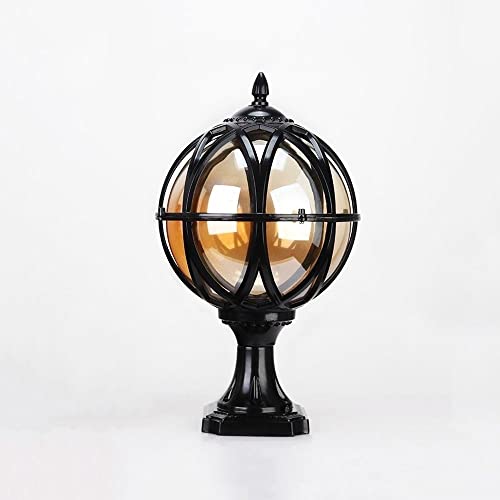 Lámpara de cristal retro para exteriores, impermeable, 38 cm, de aluminio fundido negro, lámpara de pared para jardín, patio, patio y espacios al aire libre