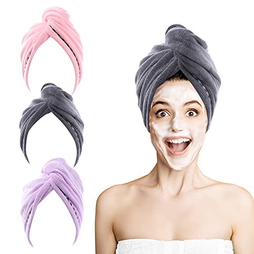 Microfibre-Hair-Towel-Wrap-ROSSHINE-3-Pack-Hair-Towel-Turban-65x25-cm-Ultra-Absorbent-Hair-Wrap-Towel-Anti-Frizz-Quick-Dry-Head-Towel-Wrap-for-Women-Girl-Curly-Wet-Long-Short-Thick-Hair
