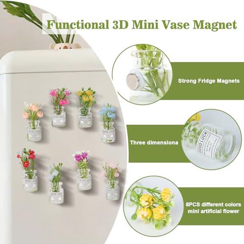 Imanes decorativos mini macetas flores 8 piezas miniatura 4