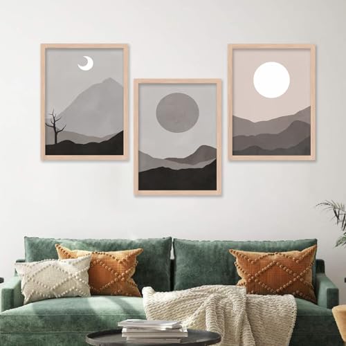 Image of kotart Modern Framed Painting for Wall Decoration - Living Room, Bedroom Art - Big Size Decor (Multi, Framed) Set of 3 (Art 9, 19x25 inch)