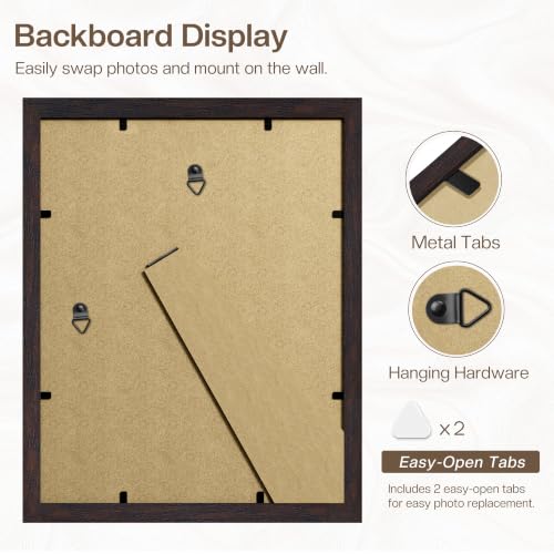 Image of Picrit 11x14 Picture Frame 3 Pack, Wall Mount & Tabletop Display, Walnut