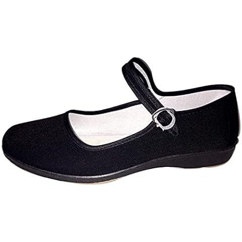 LGYKUMEG Ballerinas Traditional Shoes, Yoga Training Dance Shoes, Ladies Sizes Shoes, Open Traditional Shoes with Straps and Heel, Original Chinese Velvet Ballerina Women's Shoes,Black,39 Cover