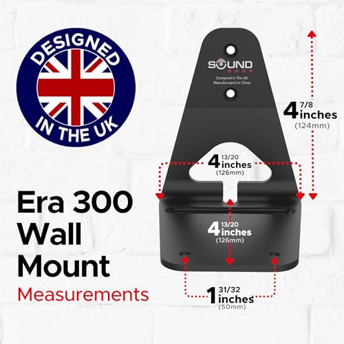 ERA300 Wall Mount Bracket, Low Profile, Black, Twin Pack, Compatible with Sonos ERA 300 Speaker, Complete with All Fixing Hardware