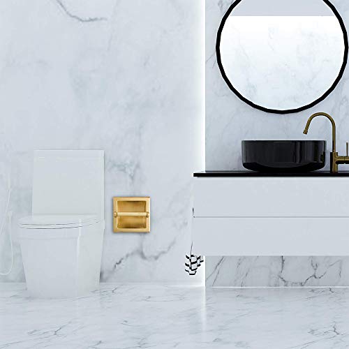 Sento Recessed Gold Toilet Paper Holder, Wall Mounted Heavy Duty Metal Toilet Paper Roll Holder With Rear Mounting Bracket, In Wall, Easy Installation, Satin Brass #TOP5
