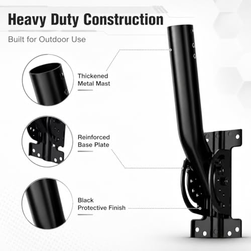 Image of Universal Wireless Bridge Mount | Pole & Wall-Mounted Antenna Mast for Outdoor Antennas, Starlink Extender, Weather Stations & WiFi Extenders (Black-1Pack)