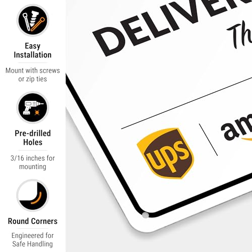 Image of Package Delivery Sign, Delivery Instructions Open Gate and Leave Delivery Inside Sign, 10x14 Inches, Rust Free .040 Aluminum, Fade Resistant, Made in USA