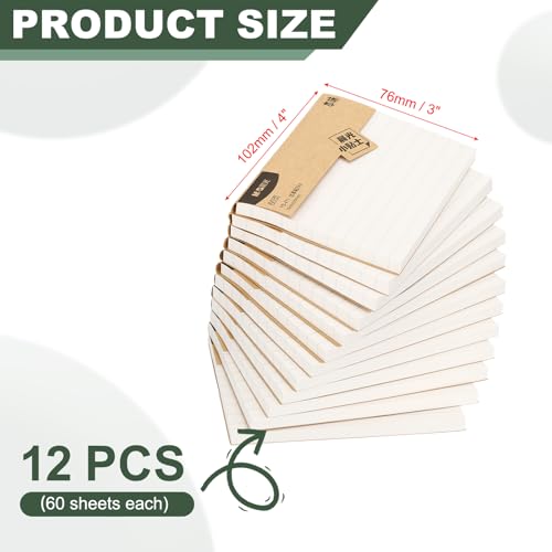 Blocs de Feuilles Autocollantes 3 x 4 Pouces Lignées, Notes Blanches Haute Adhérence