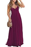 Womens Maxi Dresses,Lace Backless Party Club Beach Long Dresses Wine,Large