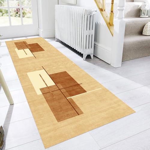 Alfombra de pasillo y cocina 70x200 cm lavable y personalizable marrón 4