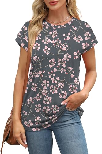 Image of Alaroo Womens Summer Tops Short Sleeve Shirts Crew Neck Cute Trendy Tunic Blouses (S-3XL)