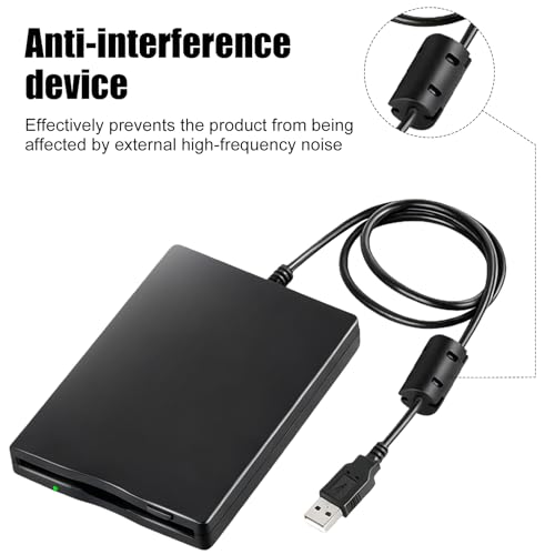 Leikurvo Lecteur de disquette externe USB portable FDD 1,44 Mo 3,5 pouces Slimline Floppy Disk Drive Lecteur de cartes externe Accessoires d'ordinateur Amovible Compatible avec PC et Mac, Plug and – vue 4