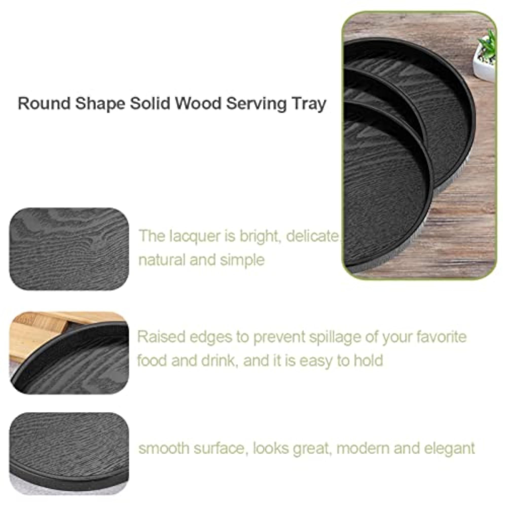 Wood Tea Tray, Large Round Food Tray, Gift Idea