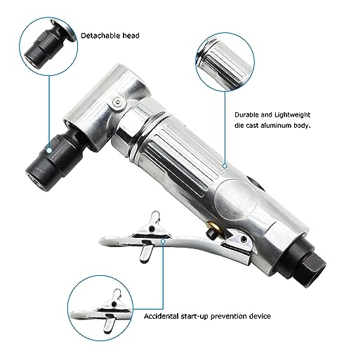 Image of 1 /4 Inch Air Die Grinder - Lightweight Pneumatic Angle Grinder Tool for Metal, Deburring, Polishing, Grinding, with Safety Trigger
