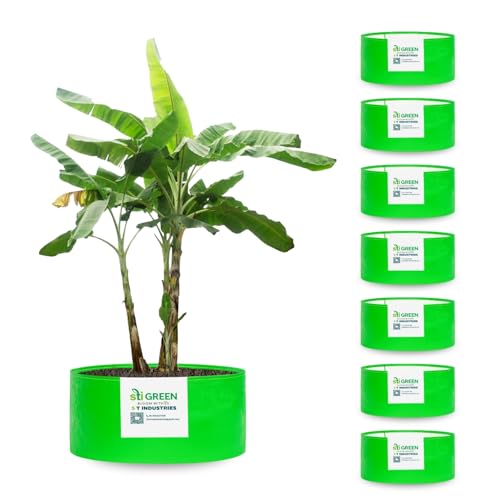 Image of HDPE Grow Bags for Plants 24X12 Inch (Pack of 8) | 260 GSM Heavy Duty UV-Protected Round Green Colour Plant Bags for Terrace and Vegetable Gardening | Strong & Reusable|