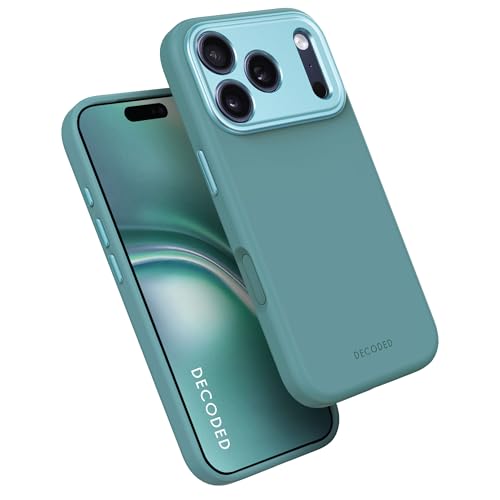 DECODED Coque pour iPhone 17 Pro Max, Silicone Liquide, Antimicrobien, Compatible avec MagSafe, Magnétique, Protection Caméra, Bouton Camera Control, Anti-Rayures, Bleu