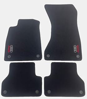 ASC Tappetini Auto Compatibili con Audi A4 B9 Berlina/Sportback 2015-2024, Velluto Grigio Scuro, Formato Originale, 2 Loghi Ricamati