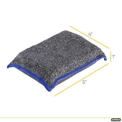 Image of Miracle Microfiber Scrubbing Sponge, Extra Scrubbing Power Kitchen Sponge, Sink, Pot, Pan and Dish Washing, Super Absorbent and Rapid Drying, Multi-Grey 6-Pack by Superio