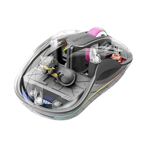 Souris Bluetooth sans fil pour gaucher pour ordinateur portable et PC, design ergonomique, rechargeable 1900 mAh, silencieuse et lisse, avec poupée intégrée pour le travail et les jeux (gris)