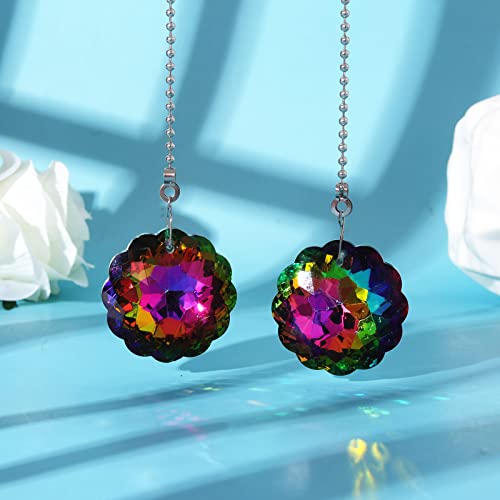 Image of 2pcs Crystal Prism Pull Chain Ceiling Light with Pull Chain Fan Pull Chains Connectors