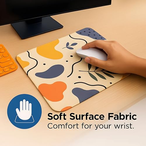 Image of Mousepad for Desk | Smooth Waterproof Surface, Anti-Slip Rubber Base, Durable & Comfortable Mouse Pad for Office, Laptop & Computer (Leaf Wave Patten)