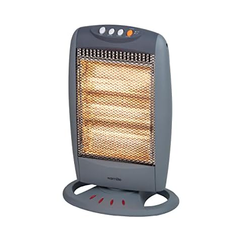 Warmlite WL42005 3 Bar Halogen Heater with Carry Handle, Safety Tip-Over Switch, 1200W, Grey Cover
