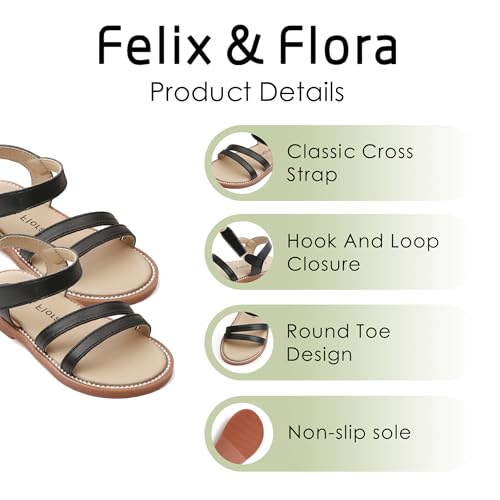 Image of Felix & Flora Toddler Girl Sandals - Little Girl Easter Dress Shoes Lightweight Open Toe Beach Holiday Flats