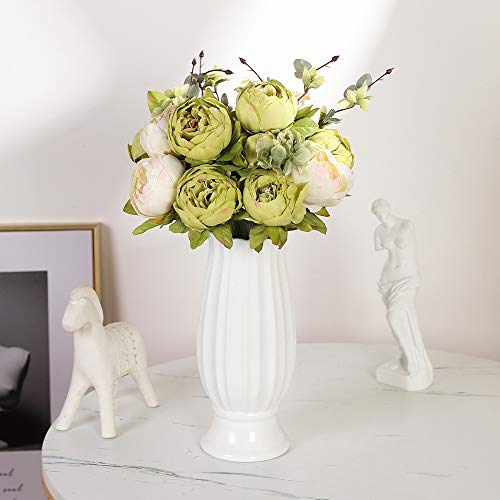 Floweroyal 2Pcs Artificial Peony Vintage Silk Flowers Bridal Bouquets Home Wedding Party Office Garden Decoration (New Green) #TOP2