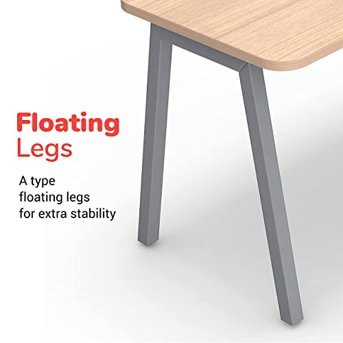 Image of KOKUYO IVO Home Office Desk - Heavy-Duty Work Table for Home, Study, Office & Workspace | 25mm Thick Engineered Wood Top, Sturdy & Angular Metal Legs | (Grey, 1200MM)