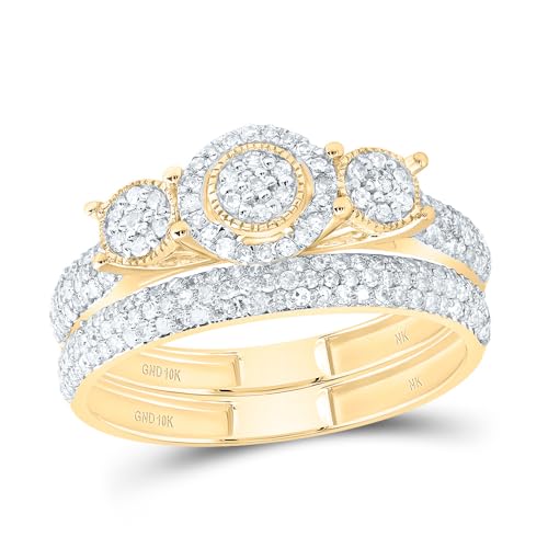 SB Jewelers 10Kt Yellow Gold 5/8 CTW Natural Diamond Fashion Round Flower Bridal Set
