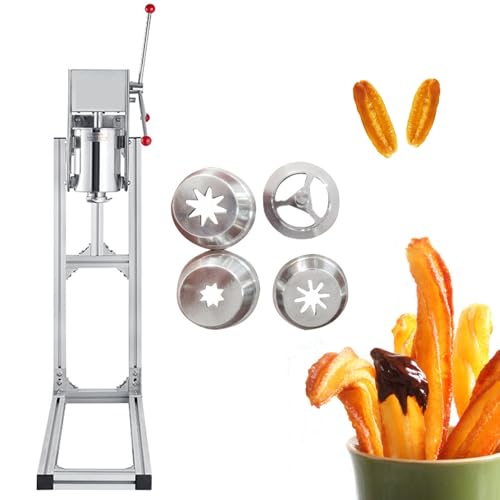 Churera de acero inoxidable 3L/5L/7L Churrera comercial con 4 boquillas, perfecta para restaurantes, cafeterías y panaderías ¡Haz deliciosos churros españoles!