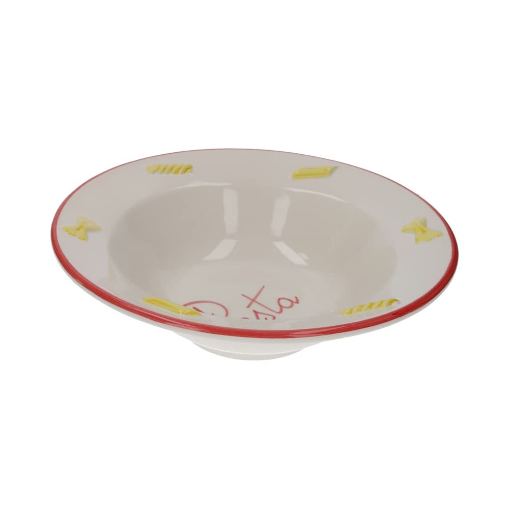 Keyhomestore - Assiette creuse à pâte en céramique, hauteur 9 cm, diamètre 33 cm, idéal comme plat porté par table. Produit fabriqué en Italie.