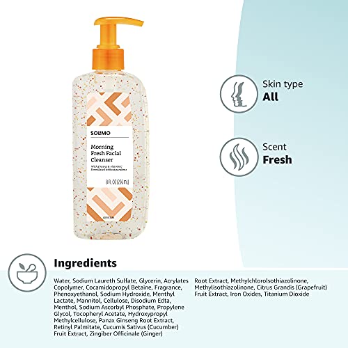 Amazon Brand - Solimo Morning Fresh Facial Cleanser With Ginseng And Vitamin C, 8 Fl Oz #TOP4