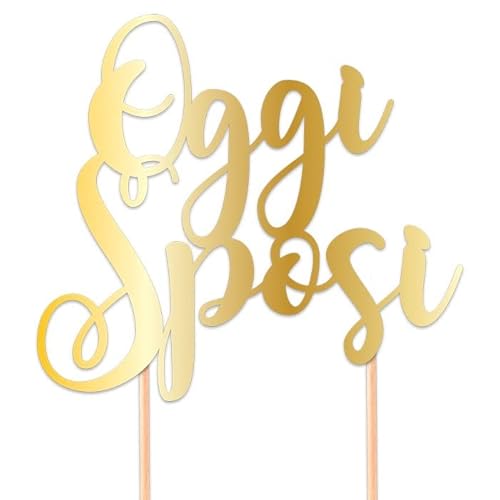 Big Party Cake Topper In Carta Scritta Oggi Sposi Gold - Sopratorta Oro