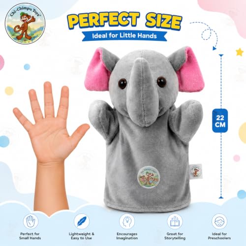 Image of Elephant Puppet Soft Hand Puppet for Kids Role Play Storytelling Educational Toy
