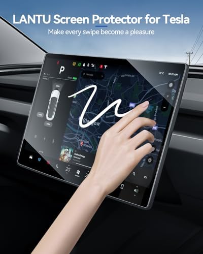 LANTU 2PCS Matte Screen Protector for 2026 2025 Tesla Model Y Juniper& 2024 2025 Model 3 Highland Accessories 15.4''Navigation& 8.4''Rear Touchscreen Protector Film Tempered Glass HD Clear Anti-Glare - 5