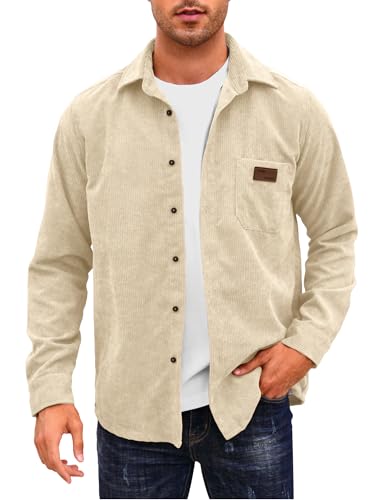 Image of Comdecevis Men's Corduroy Shirt Long Sleeve Shacket