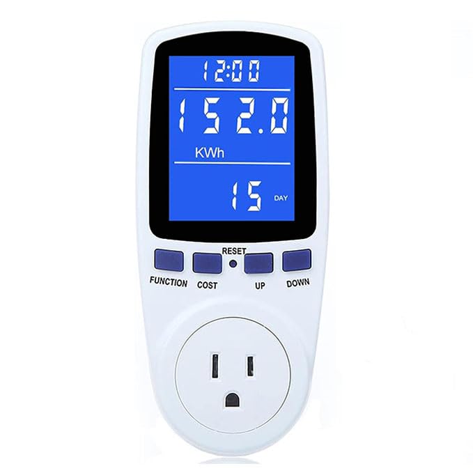 Quick Sense Watt Power Meter Plug Home Electrical Usage Monitor Consumption, Energy Voltage Amps Kill Tester with Backlight, Overload Protection, 7 Modes Display