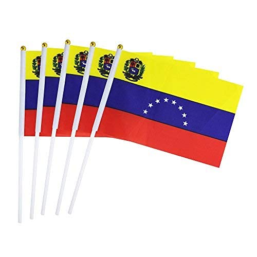 5 Pack Venezuela Venezuelan Mini HandHeld Stick Flag,Suitable For Various Holiday Parties,And National Flag Day.